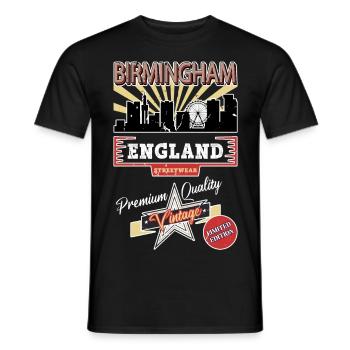 Birmingham Angleterre UK City Skyline Vintage Rétro - T-shirt homme - noir - Devant - AI Model Male 178 light (178cm)