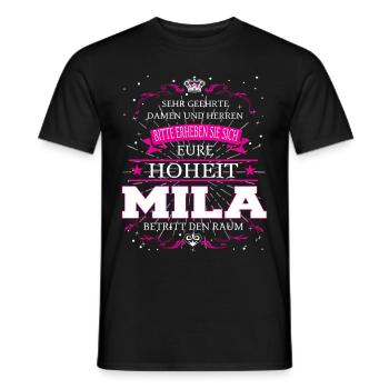 Eure Hoheit Mila betritt den Raum - Männer T-Shirt - Schwarz - Vorne - AI Model Male 178 light (178cm)