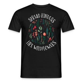 Kindness How To Spread Wildflowers - Men's T-Shirt - black - Front - AI Model Male 178 light (178cm)