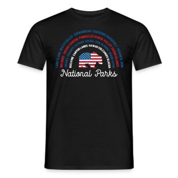 U.S. National Parks, National Park, Denali, Redwood - Men's T-Shirt - black - Front - AI Model Male 178 light (178cm)