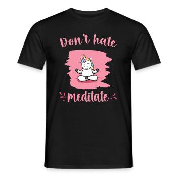 Unicorn Meditation Relaxation Yoga Gift - Men's T-Shirt - black - Front - AI Model Male 178 light (178cm)