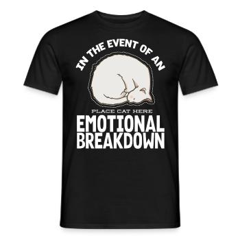 Emotional Break Down Place Cat Here, Cat - Men's T-Shirt - black - Front - AI Model Male 178 light (178cm)