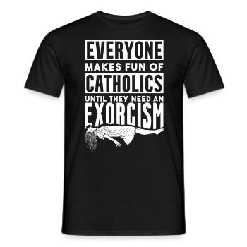 Catholics, Church, Exorcism - Men's T-Shirt - black - Front - AI Model Male 178 light (178cm)