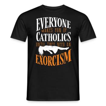 Catholics, Church, Exorcism - Men's T-Shirt - black - Front - AI Model Male 178 light (178cm)