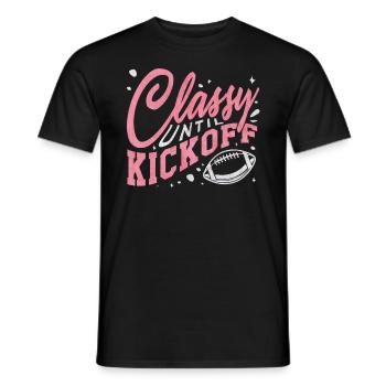 Fußballdame, Bis Zum Auftakt Klassisch - Männer T-Shirt - Schwarz - Vorne - AI Model Male 178 light (178cm)