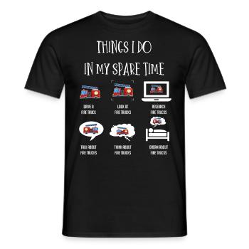 Ce que je fais, camion de pompiers, camions de pompiers - T-shirt homme - noir - Devant - AI Model Male 178 light (178cm)