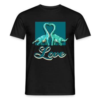 Love Brachiosaurus Dinosaurier Herz Paar Liebe - Männer T-Shirt - Schwarz - Vorne - AI Model Male 178 light (178cm)