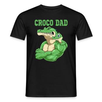 Croco Dad Crocodile Papa und Baby Vatertag - Männer T-Shirt - Schwarz - Vorne - AI Model Male 178 light (178cm)