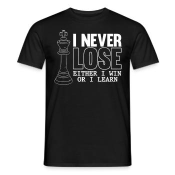 Chess player, I never lose, Chess - Men's T-Shirt - black - Front - AI Model Male 178 light (178cm)