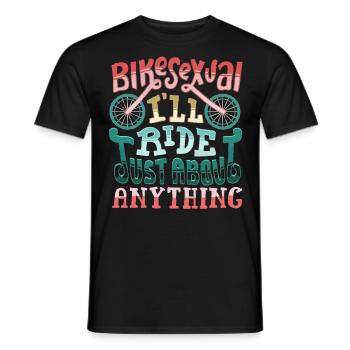 Bikesexual, Bicycle, Cycling - Men's T-Shirt - black - Front - AI Model Male 178 light (178cm)