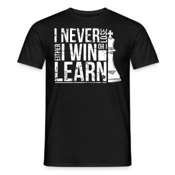 Chess player, I never lose, Chess - Men's T-Shirt - black - Front - AI Model Male 178 light (178cm)