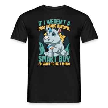 Nashorn malt sich Horn an - Männer T-Shirt - Schwarz - Vorne - AI Model Male 178 light (178cm)
