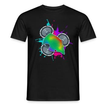 Fehmarn Lautsprecher Musik Bunt Insel - Männer T-Shirt - Schwarz - Vorne - AI Model Male 178 light (178cm)