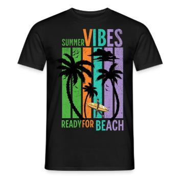 Summer Vibes Ready for Beach - Männer T-Shirt - Schwarz - Vorne - AI Model Male 178 light (178cm)