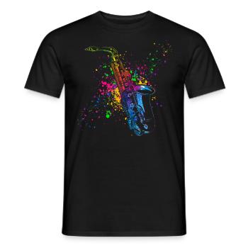 Saxophone, SAXOPHONISTE - T-shirt homme - noir - Devant - AI Model Male 178 light (178cm)