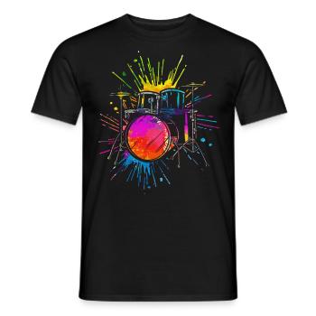 Batterie, batteur - T-shirt homme - noir - Devant - AI Model Male 178 light (178cm)