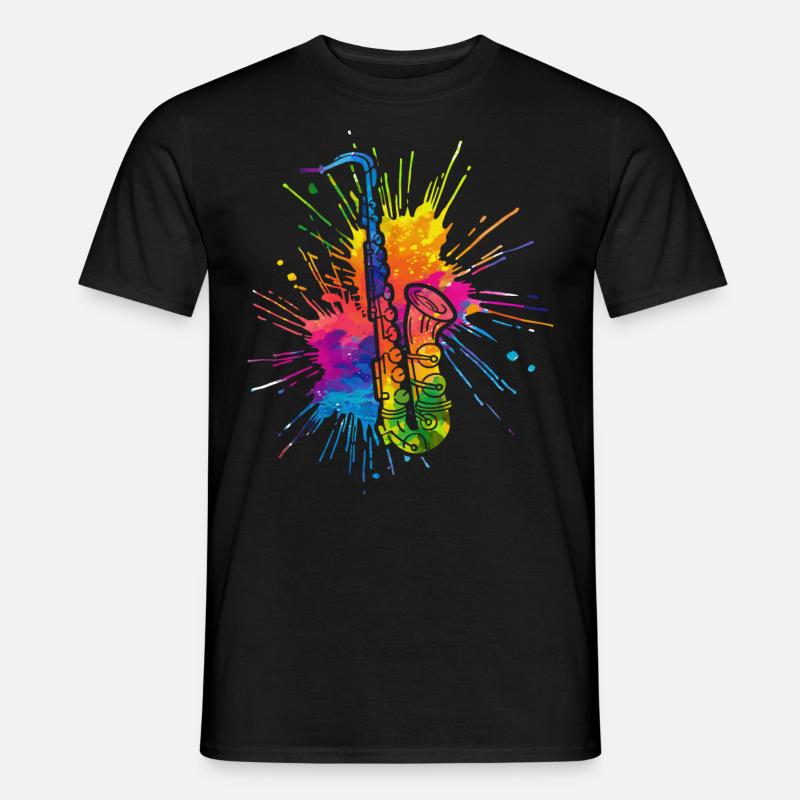 Saxofon, SAXofonist - Männer T-Shirt - Schwarz