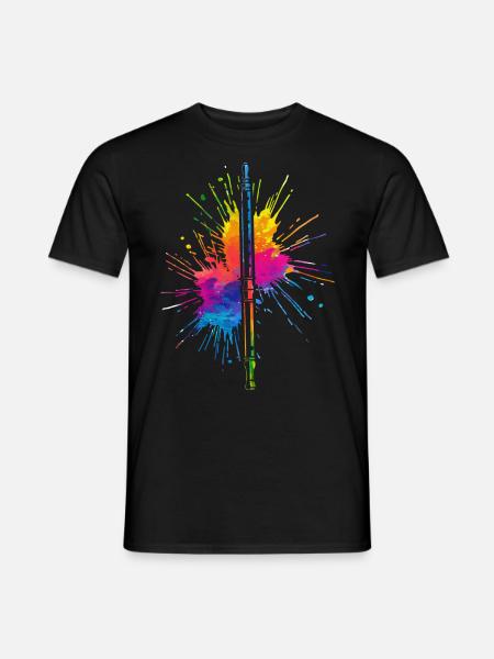 Flute, Playing the flute, - Men's T-Shirt - black