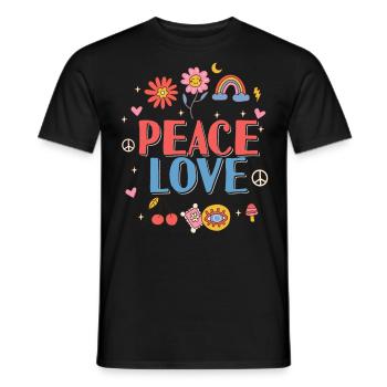 Friedensliebe Hippie - Männer T-Shirt - Schwarz - Vorne - AI Model Male 178 light (178cm)