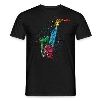 Saxophone, SAXOPHONISTE - T-shirt homme - noir - Devant - AI Model Male 178 light (178cm)