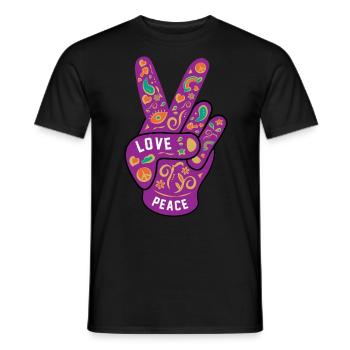 Friedensliebe Hippie - Männer T-Shirt - Schwarz - Vorne - AI Model Male 178 light (178cm)
