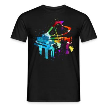 Piano, Pianiste - T-shirt homme - noir - Devant - AI Model Male 178 light (178cm)