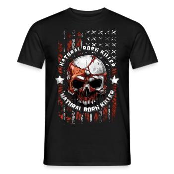 Natural Born Killer - Skull & Flag Vorne - Männer T-Shirt - Schwarz - Vorne - AI Model Male 178 light (178cm)