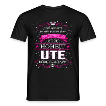 Eure Hoheit Ute betritt den Raum - Männer T-Shirt - Schwarz - Vorne - AI Model Male 178 light (178cm)
