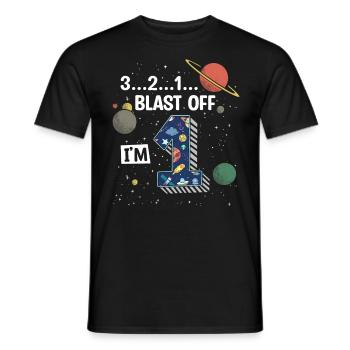 Blast Off J’ai 1 an, 1er anniversaire - T-shirt homme - noir - Devant - AI Model Male 178 light (178cm)