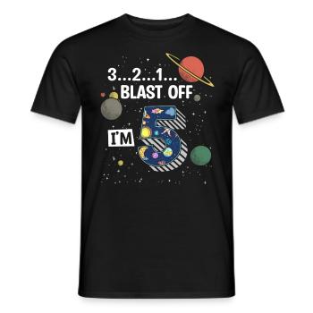 Blast Off J’ai 5 ans, 5ème anniversaire - T-shirt homme - noir - Devant - AI Model Male 178 light (178cm)