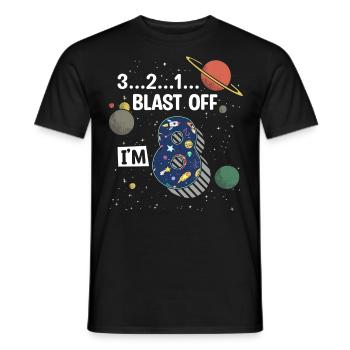 Blast Off Ich Bin 8 Jahre Alt, 8. Geburtstag - Männer T-Shirt - Schwarz - Vorne - AI Model Male 178 light (178cm)