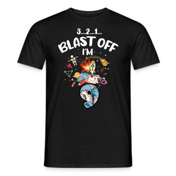 Blast Off J’ai 9 ans, 9ème anniversaire - T-shirt homme - noir - Devant - AI Model Male 178 light (178cm)