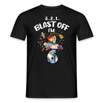 Blast Off J’ai 6 ans, 6ème anniversaire - T-shirt homme - noir - Devant - AI Model Male 178 light (178cm)