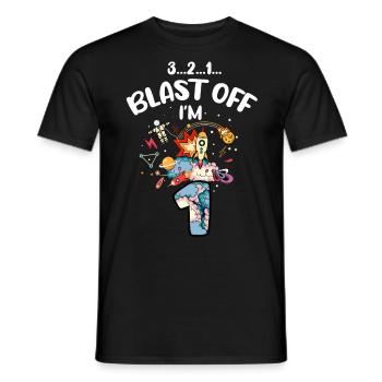 Blast Off J’ai 1 an, 1er anniversaire - T-shirt homme - noir - Devant - AI Model Male 178 light (178cm)