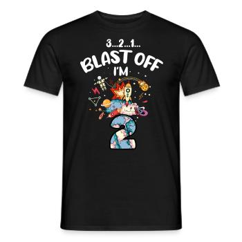 Blast Off J’ai 2 ans, 2ème anniversaire - T-shirt homme - noir - Devant - AI Model Male 178 light (178cm)