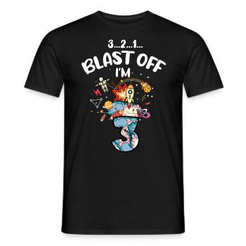 Blast Off J’ai 3 ans, 3ème anniversaire - T-shirt homme - noir - Devant - AI Model Male 178 light (178cm)