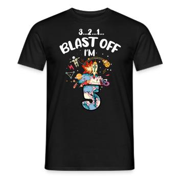 Blast Off J’ai 5 ans, 5ème anniversaire - T-shirt homme - noir - Devant - AI Model Male 178 light (178cm)