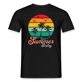 Retro Surfer Sommer Design mit Palmen - Männer T-Shirt - Schwarz - Vorne - AI Model Male 178 light (178cm)