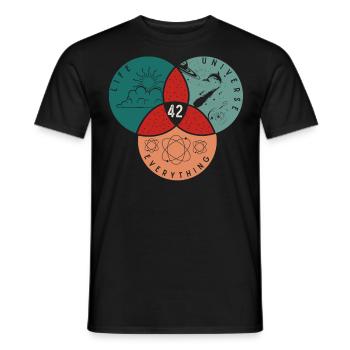 42 Life Universe Everything - Men's T-Shirt - black - Front - AI Model Male 178 light (178cm)