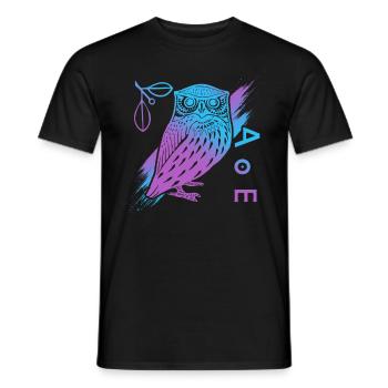 Hibou d’Athéna, mythologie grecque - T-shirt homme - noir - Devant - AI Model Male 178 light (178cm)