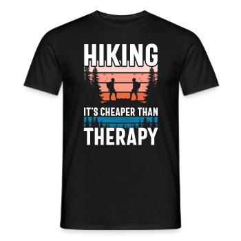 Hiking is cheaper than therapy - Men's T-Shirt - black - Front - AI Model Male 178 light (178cm)