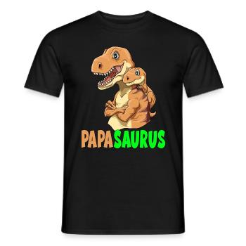 Papasaurus Dino Sohn Papa Vatertag Dinosaurier - Männer T-Shirt - Schwarz - Vorne - AI Model Male 178 light (178cm)
