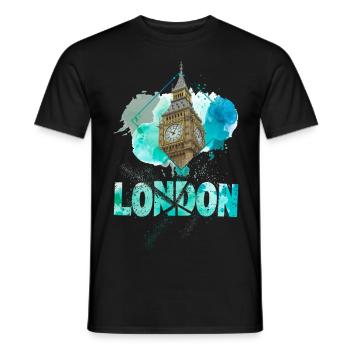 London England UK Stadt Skyline Splash Bunt - Männer T-Shirt - Schwarz - Vorne - AI Model Male 178 light (178cm)