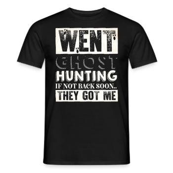 Ghost Hunter, EMF meter, thermal camera - Men's T-Shirt - black - Front - AI Model Male 178 light (178cm)