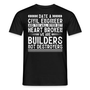 Civil Engineer, Civil Engineering - Men's T-Shirt - black - Front - AI Model Male 178 light (178cm)