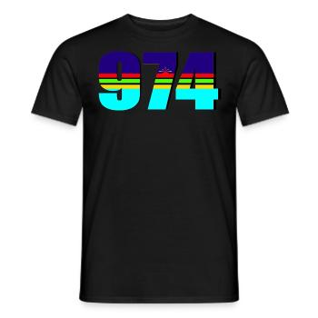 974 - la reunion - T-shirt homme - noir - Devant - AI Model Male 178 light (178cm)