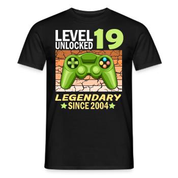 19. Geburtstag Gamer zocken Geburtstjahr 2004 - Männer T-Shirt - Schwarz - Vorne - AI Model Male 178 light (178cm)