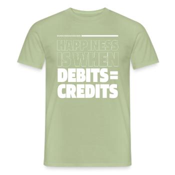 Happiness Is When Debits = Credits - Accountant - Men's T-Shirt - sage - Front - AI Model Male 178 light (178cm)