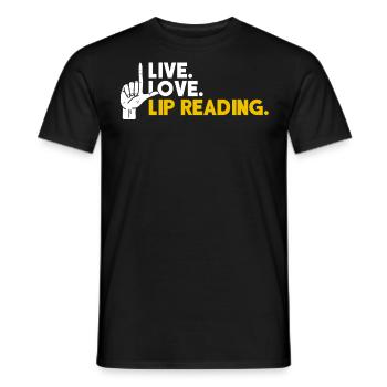 Deaf Pride, audiologist, finger spelling - Men's T-Shirt - black - Front - AI Model Male 178 light (178cm)