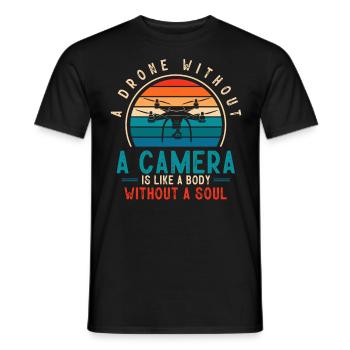 Drone flying, aerial drones, multicopters, drones - Men's T-Shirt - black - Front - AI Model Male 178 light (178cm)